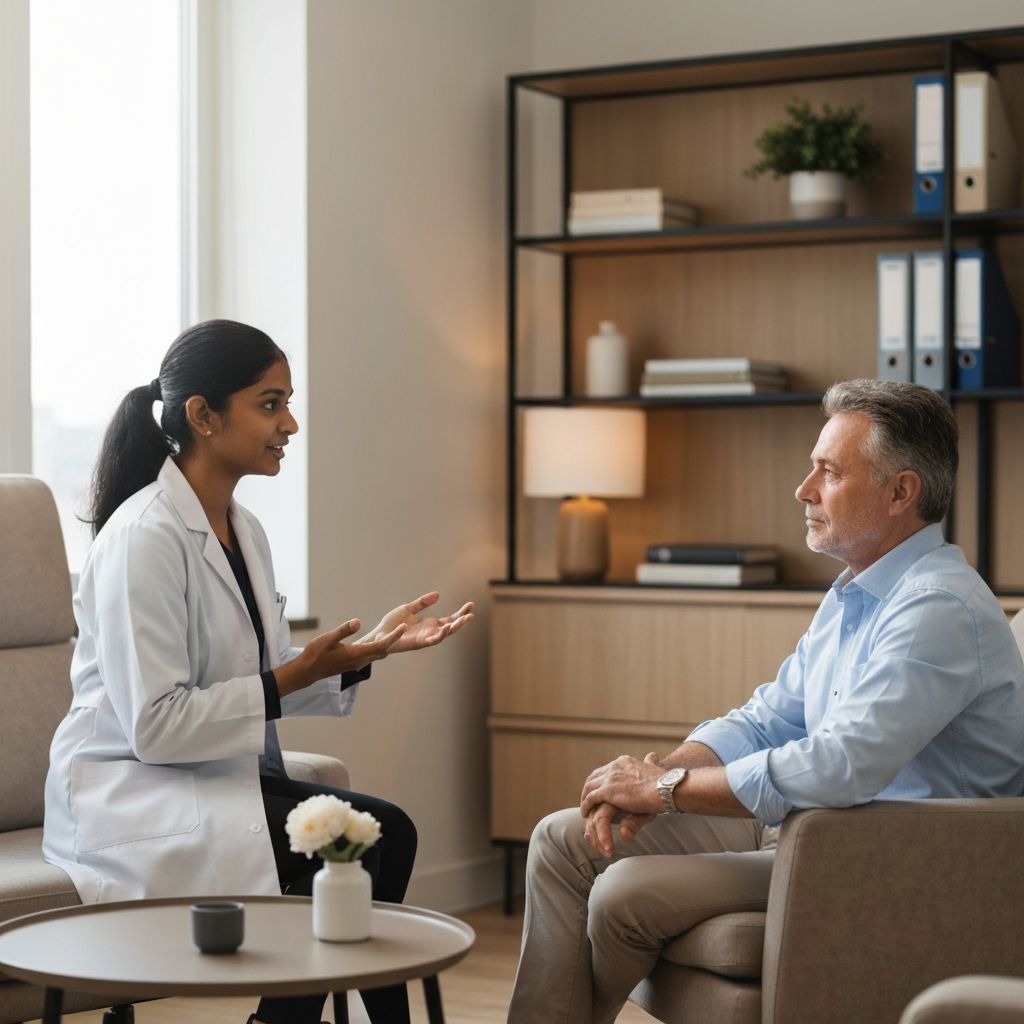 Konsultacja zdrowotna - lekarz w rozmowie z pacjentem